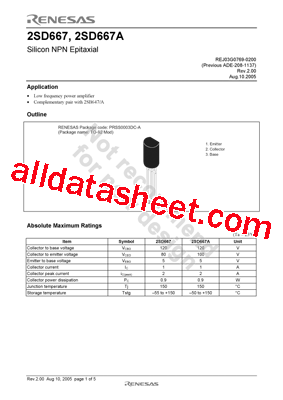 2SD667ACTZ-E Datasheet PDF - Renesas Technology Corp