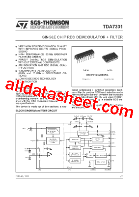 TDA7331D Datasheet PDF - STMicroelectronics