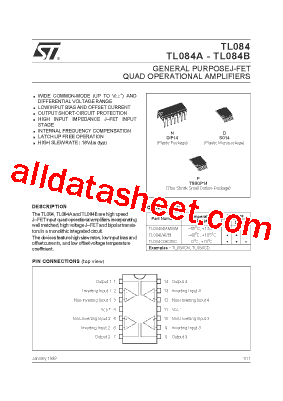 TL084MP Datasheet PDF - STMicroelectronics