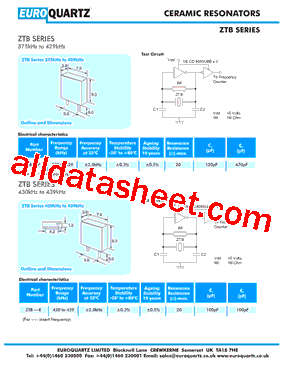 ZTB393D Datasheet PDF - EUROQUARTZ limited