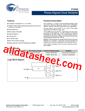 CY2303 Datasheet PDF - Cypress Semiconductor