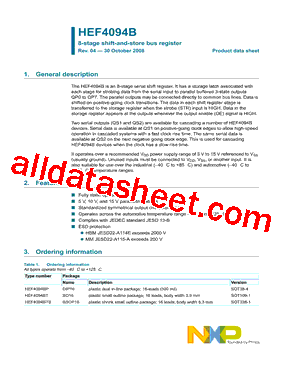 HEF4094B Datasheet PDF - NXP Semiconductors