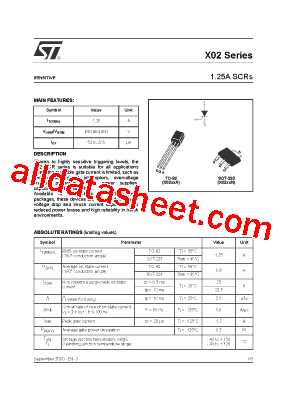 X0205MA1BA2 Datasheet PDF - STMicroelectronics
