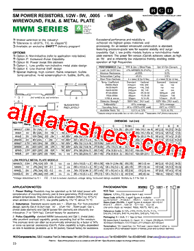 MWM2M-R012 Datasheet PDF - RCD COMPONENTS INC.