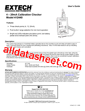 412440 Datasheet PDF - Extech Instruments Corporation.