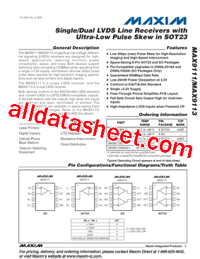 MAX9111 Datasheet PDF - Maxim Integrated Products