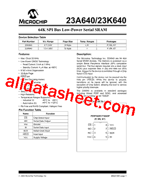 23K640-E/P Datasheet PDF - Microchip Technology