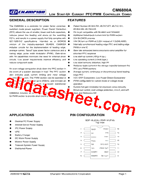 CM6800AGIP Datasheet PDF - Champion Microelectronic Corp.