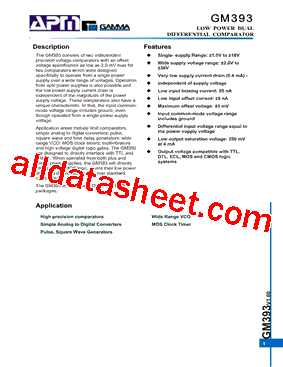 GM393D8T Datasheet PDF - Gamma Microelectronics Inc.