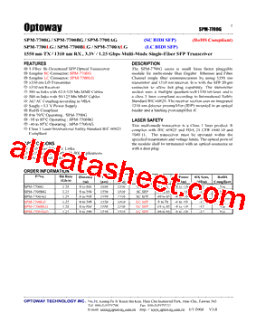 SPM-7700AG Datasheet PDF - Optoway Technology Inc