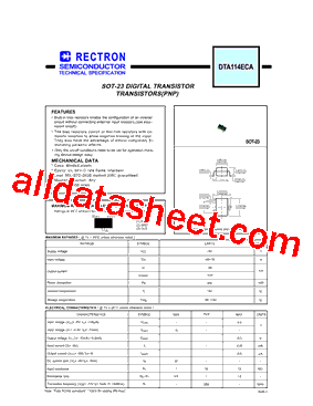 DTA114ECA Datasheet PDF - Rectron Semiconductor