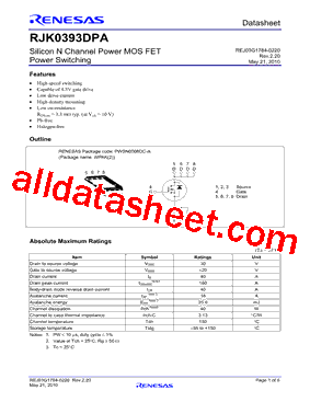 RJK0393DPA Datasheet PDF - Renesas Technology Corp