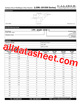 LSML-201209-R56M-T Datasheet PDF - Caliber Electronics Inc.