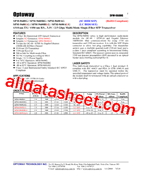 SPM-9600AG Datasheet PDF - Optoway Technology Inc