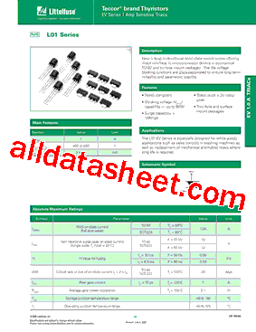 L01XXYERP Datasheet PDF - Littelfuse