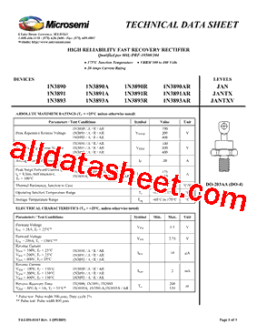 1N3900R Datasheet PDF - Microsemi Corporation