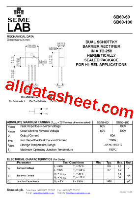SB60-600 Datasheet PDF - Seme LAB