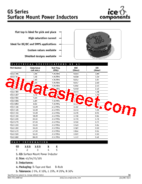 GS54 Datasheet PDF - ice Components, Ins.
