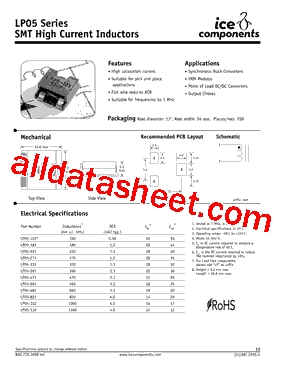 LP05-821 Datasheet PDF - ice Components, Ins.