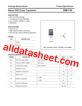 2SB1135 Datasheet PDF - Inchange Semiconductor Company Limited