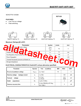 BAS70T Datasheet PDF - Shenzhen Jin Yu Semiconductor Co., Ltd.