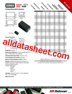 5022-162J Datasheet PDF - API Delevan
