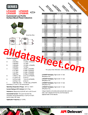 LP5064R-R22M Datasheet PDF - API Delevan