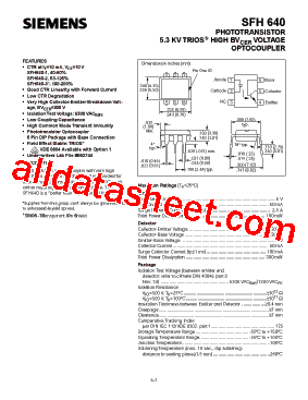 SFH640 Datasheet PDF - Siemens Semiconductor Group