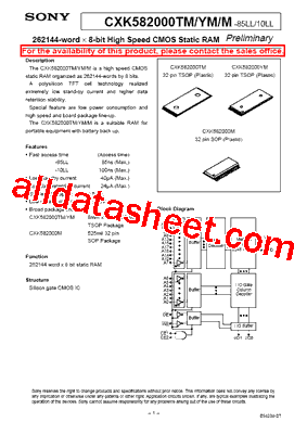 CXK582000TM Datasheet PDF - Sony Corporation