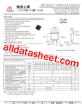 SR1020CT Datasheet PDF - Gaomi Xinghe Electronics Co., Ltd.