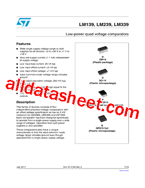 LM339AN. Datasheet PDF - STMicroelectronics