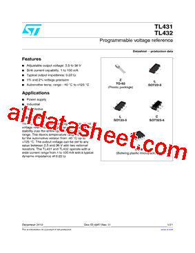 TL431CZ Datasheet PDF - STMicroelectronics