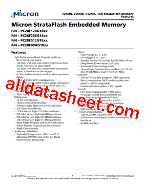 PC28F00AG18FF Datasheet PDF - Micron Technology