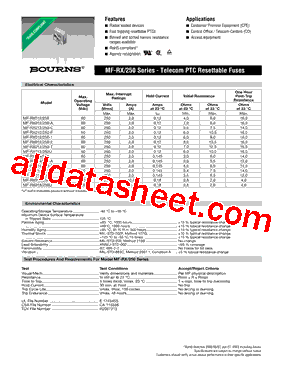 MF-RX012250-2 Datasheet PDF - Bourns Electronic Solutions
