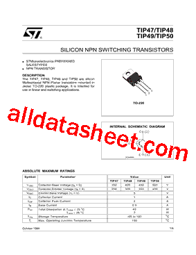 TIP47 Datasheet PDF - STMicroelectronics