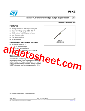 P6KE6V8A Datasheet PDF - STMicroelectronics