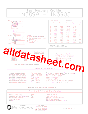1N3901 Datasheet PDF - Microsemi Corporation