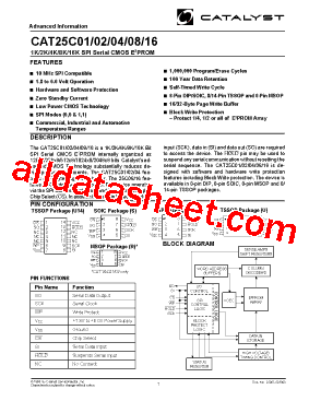 CAT25C02P-TE13 Datasheet PDF - Catalyst Semiconductor