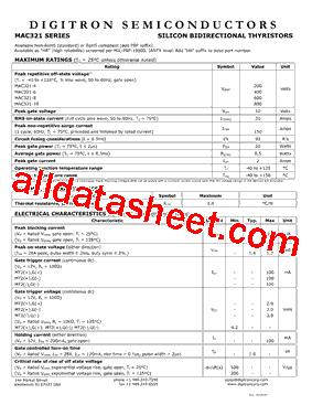 MAC321-6 Datasheet PDF - Digitron Semiconductors