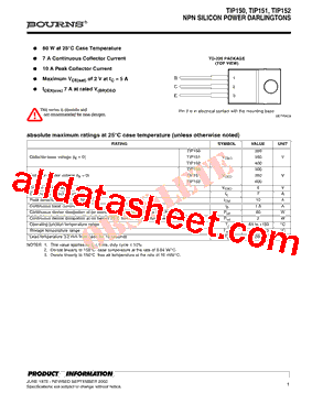 TIP150 Datasheet PDF - Bourns Electronic Solutions