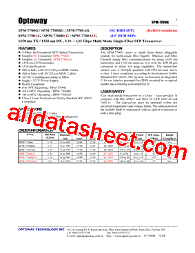 SPM-7700AG Datasheet PDF - Optoway Technology Inc