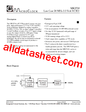 MK3754STR Datasheet PDF - Integrated Circuit Systems