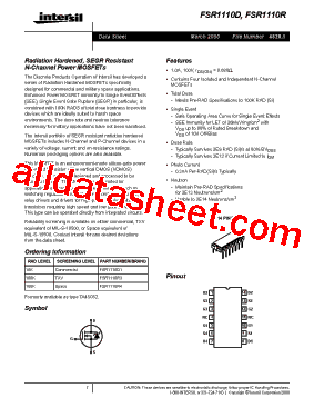FSR1110R4 Datasheet PDF - Intersil Corporation