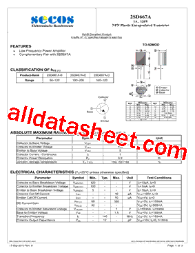 2SD667A Datasheet PDF - SeCoS Halbleitertechnologie GmbH