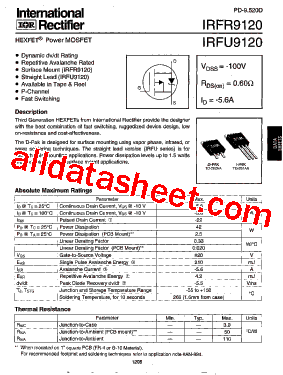 IRFR9120 Datasheet PDF - International Rectifier