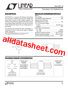 RH1021-5 Datasheet PDF - Linear Technology