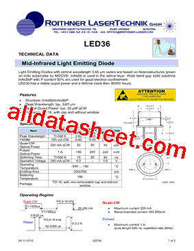 LED36 Datasheet PDF - Roithner LaserTechnik GmbH