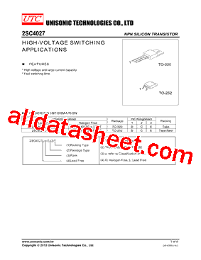 2SC4027L-X-TN3-R Datasheet PDF - Unisonic Technologies