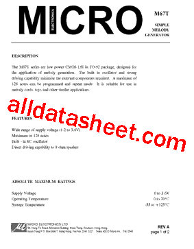 M67T Datasheet PDF - Micro Electronics