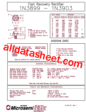 1N3902 Datasheet PDF - Microsemi Corporation